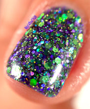 purple green glitter nail polish crystal knockout all night glow stick