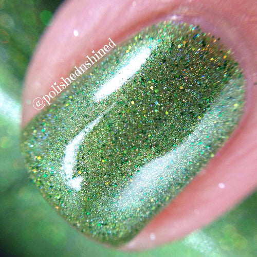 green grass fern holo nail polish crystal knockout girl in the trees fantasy nymphs