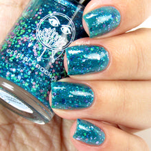 blue aqua teal glitter nail polish crystal knockout possible worlds