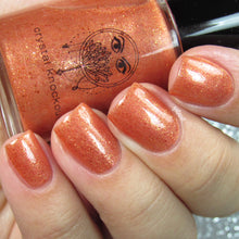 orange peach gold shimmer flakie nail polish crystal knockout the chariot