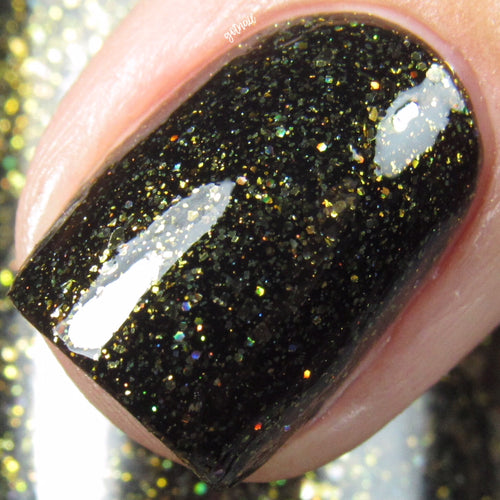 black gold shimmer flakie nail polish crystal knockout the devil